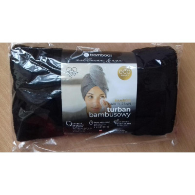 Turban bambusowy damski czarny