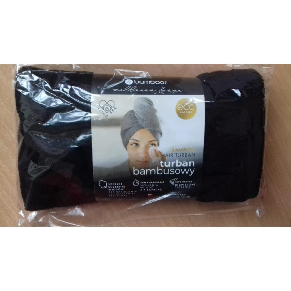 Turban bambusowy damski czarny