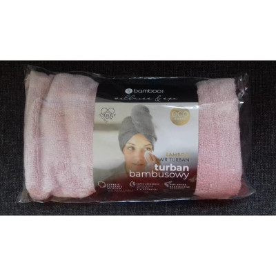 Turban bambusowy damski pudrowy róż