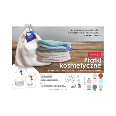 Zestaw płatków kosmetycznych 10cm + woreczek